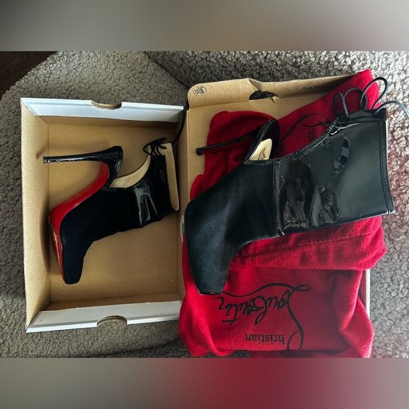 Christian Louboutin Black Suede And Patent Leather Jos Style Ankle Booties - Picture 4 of 10